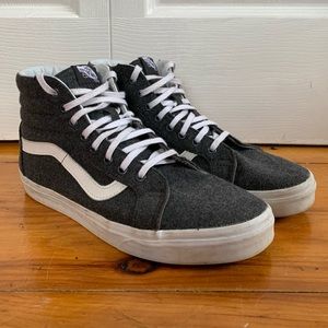 Vans Sk8 Hi Reissue Classic Varsity Charcoal Gray Wool Shoes 10.5